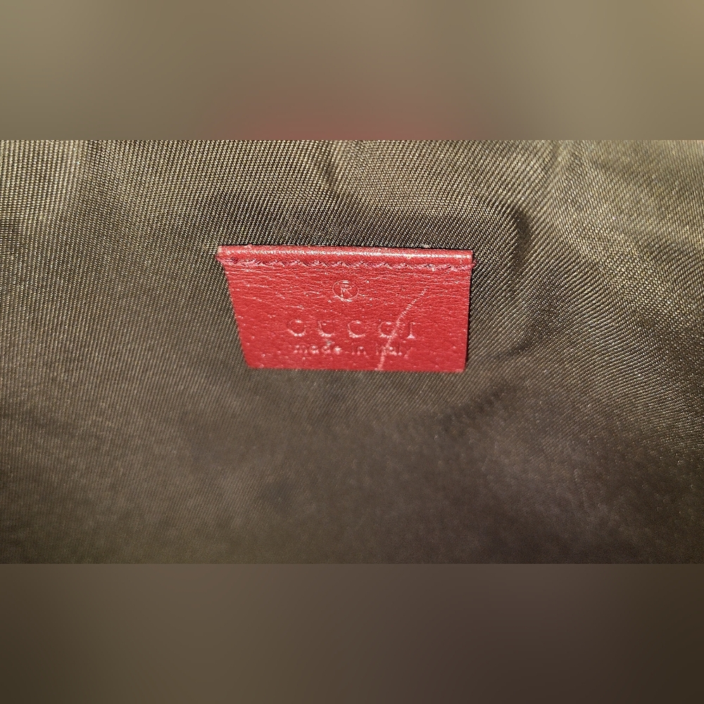 Gucci GG Supreme Monogram Tian Large Zip Pouch Beige Multicolor Red - Picture 9 of 11